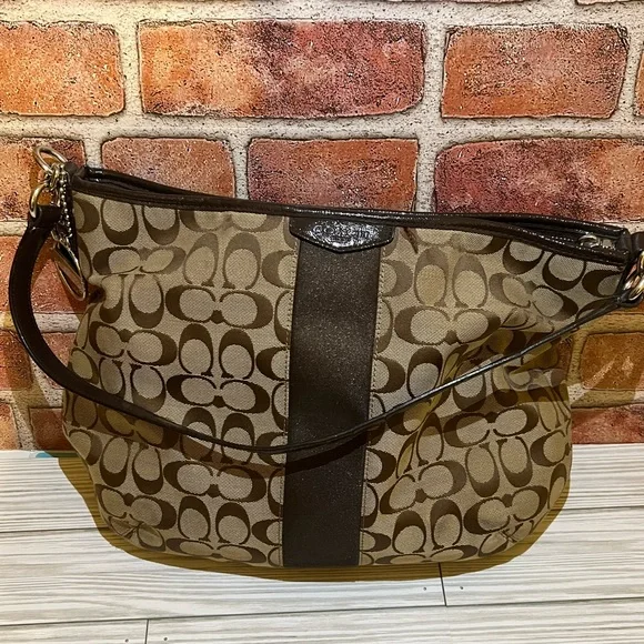 Signature Brown Coach Purse - Picture 1 of 14